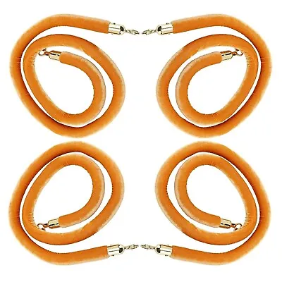 NovelBee 4pcs Orange Velvet Stanchion Ropes With Gold Hooks5 Feet Stanchion Que • $41.99