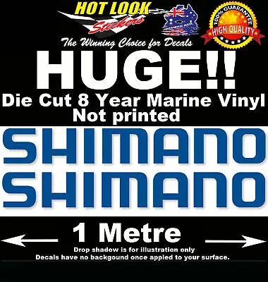 $25.99 • Buy SHIMANO Fishing Stickers X2 HUGE 1000mm Decals For Tinnie Boat Trailer Caravan