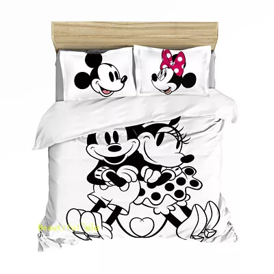 Mickey Mouse Quilt Doona Duvet Cover Set Single/Double/Queen/King Size Bed Linen • £12.50