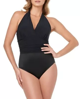 Womens Swimsuit Magicsuit Black Yves Halter Tie Back One Piece Bathing Sz 8 DD  • $75