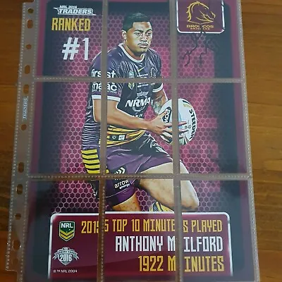 $10 • Buy Anthony Milford Signed Broncos 2016 Traders 9 Card Set