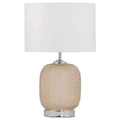 £24.99 • Buy Modern Amber Reflective Textured Glass Table Lamp Bedside Light With White Shade