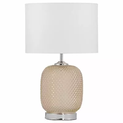 £24.99 • Buy Modern Amber Reflective Textured Glass Table Lamp Bedside Light With White Shade