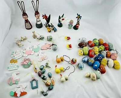 Vintage Assorted Lot Hand Painted Wooden Easter Tree Ornaments/Decor • $23.99