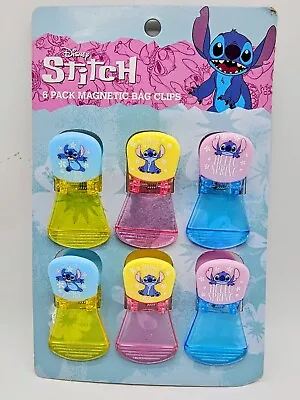 NEW Disney Stitch Hello Spring 6 Pack Magnetic Chip Bag Snack Clips • $20