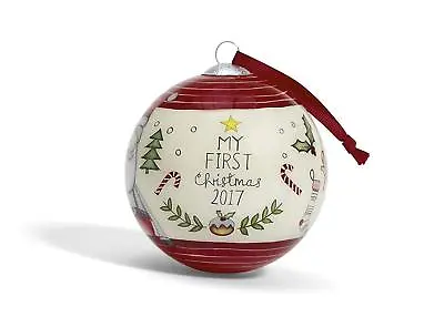 🎄 Mamas And Papas GIRLS BOYS RED MY FIRST 1st CHRISTMAS XMAS 2017 BAUBLE NEW 🎄 • £19.99