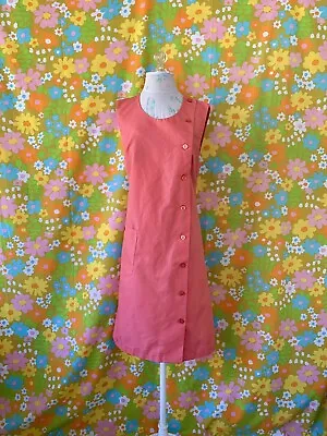 Vintage 70s Pink Nurse Uniform Pinafore Dress M/L • $59