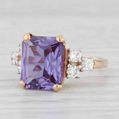 8.95ctw Lab Created Purple Color Change Sapphire Diamond Ring 14k Yellow Gold • $549.99