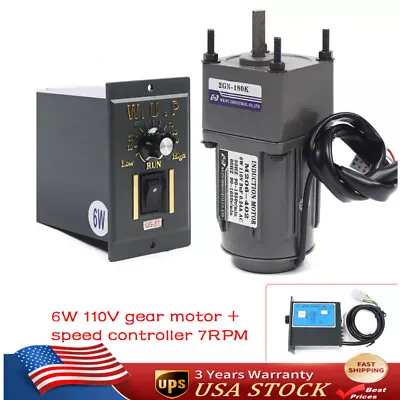 110V AC Electric Gear Motor & Variable Speed Reduction Controller 7.5RPM 1:180 • $51.30