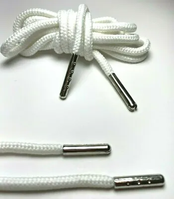 54  Premium White Shoe Lace Metal Silver TIPS. Made In USA • $7.45