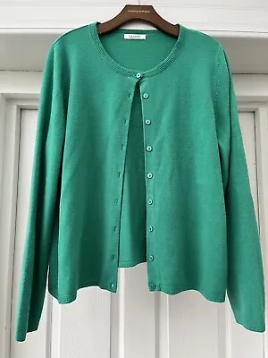 CLASSIC Jade Green M&S Button Front Cardigan Size 18 • £15.99