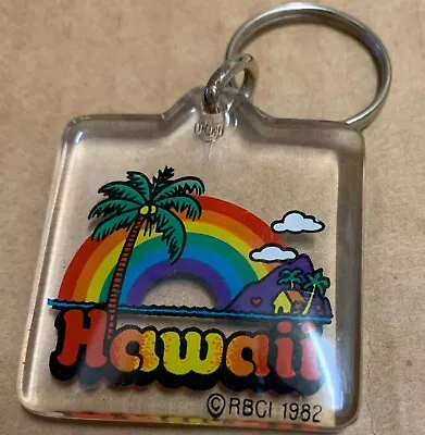 Hawaii Rainbow Vintage Keychain Souvenir 1982 Colorful Acrylic 1980's Vintage • $15