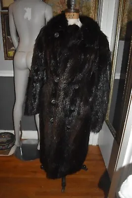 Men's Long Brown Beaver Fur Double Breasted Coat 42in Chest M • $799.99