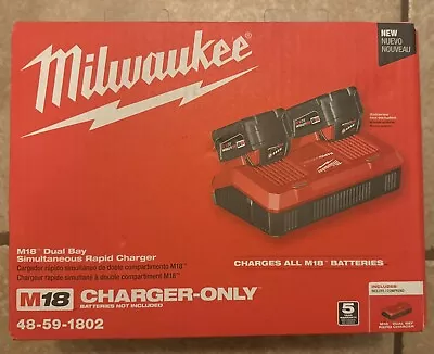 New Milwaukee M18 Dual Bay Simultaneous Rapid Charger - Red (48-59-1802) • $70