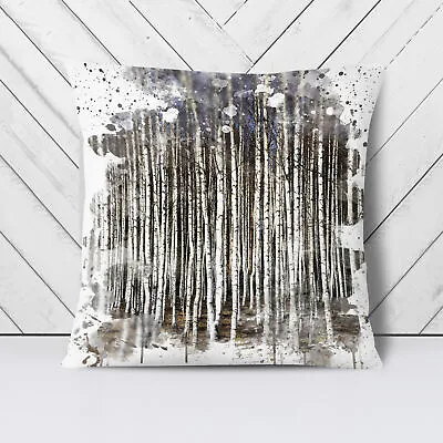 Plump Cushion Landscape Birch Tree Forest 3 V3 Scatter Throw Pillow Cover Filled • £29.95