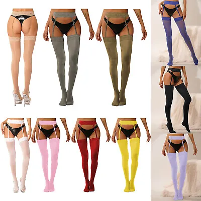 Women Sheer Suspender Pantyhose Thigh High Stocking Tight Garter Belt Lingerie • $9.29