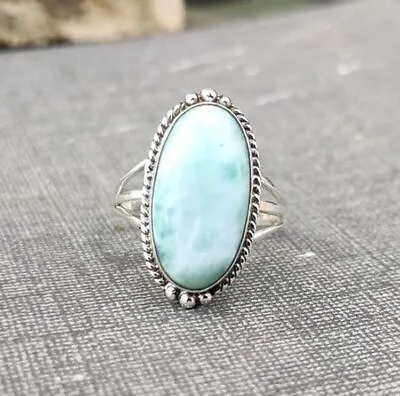 Larimar Gemstone 925 Sterling Silver Ring Mother's Day Jewelry All Size SE-1044 • $14.31