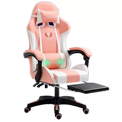 Gaming Chair Racing Computer PC Office Seat Reclining Footrest With LED Light • $124.99