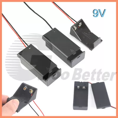 9V PP3 Battery Holder Box 1 Cell Connector Enclosed Or Open With Switch Cable • £1.38