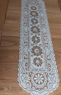 Vintage Cream Beige Lace Table Runner 11x43 Inches • £11.99