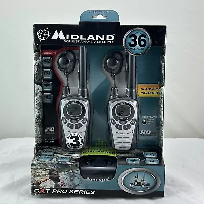 2 Midland GXT Pro Series Two Way Radios W/ Headsets GXT760VP4 New Sealed • $45