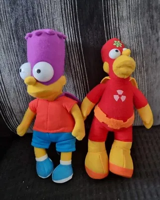 The Simpsons Homer Radioactive Man & Bart Bartman 10” Plush 2005 Labels Cut Off • £10