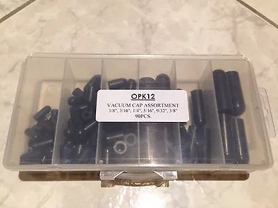 $17.99 • Buy 90pcs  KIT 1/8 3/16 1/4 5/16 9/32 3/8  Rubber Vacuum Caps Assortment