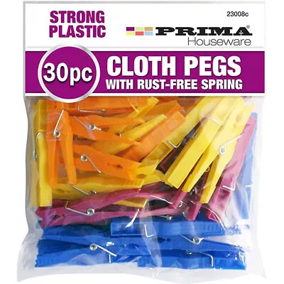 Prima Strong Plastic Rust-free Clothes Pegs 30 Pack • £3.79