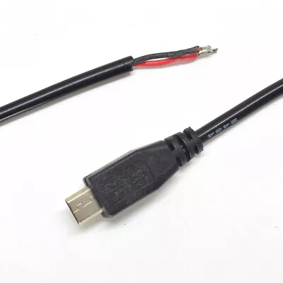 1Ft Micro USB Male Plug To Bare Wire DC Power Pigtail Cable Cord 22AWG 2Wire Lot • $6.29