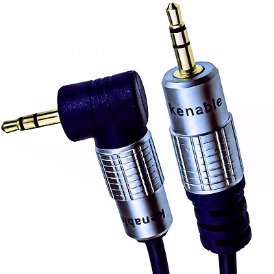 1m PURE OFC Right Angle 3.5mm Stereo Jack To Jack AUX Cable Gold SHORT • £3.48