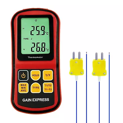 Digital K/J/T/E/R/S/N Type Thermocouple Thermometer Dual-Channels LCD Display... • $44.75