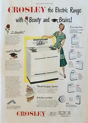 1949 Crosley Electric Range Vintage Ad Beauty And Brains Sep • $9.95