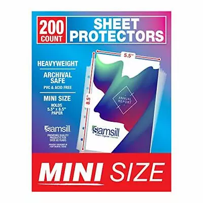 Samsill 200 Pack Mini Clear Heavyweight Sheet Protectors 5.5  Assorted Sizes  • $14.49