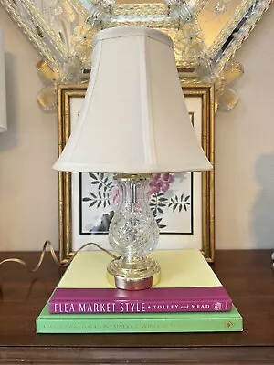 VTG Lead Crystal Clear Industry Small Mini Table Lamp Brass Base Waterford Style • $40