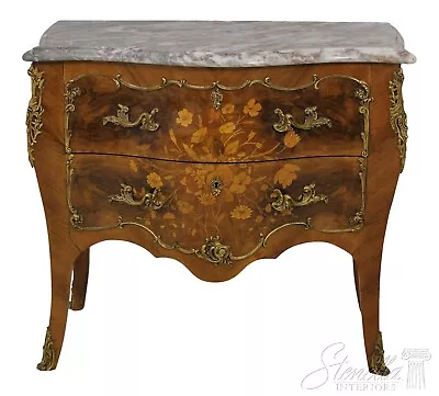 L59202EC: Vintage French Louis XV Bronze Mounted Marble Top Commode • $1195