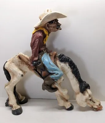 Vintage WESTERN SHERIFF & HORSE 1977 LARGE Universal Statuary Unique Cartoon • $69.99