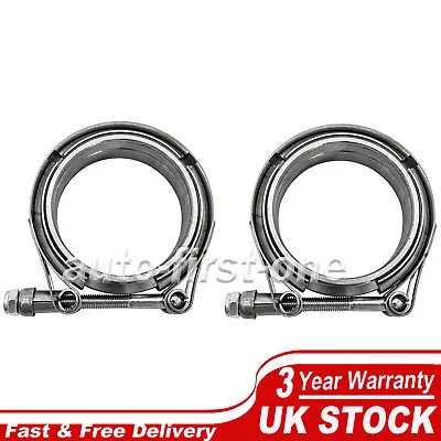 New 2 Pcs 2.5  63mm Exhaust V-band Clamp Stainless + Female Male Two Flanges Kit • £23.99