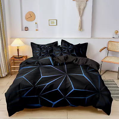 Geometric Cellular Quilt Doona Duvet Cover Bedding Set Single/Double/Queen/King • $47.29