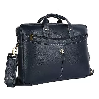 Blue Leather Laptop Messenger Shoulder Crossbody Office Travel Hand Bag For Men • $179.55