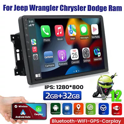 For Jeep Wrangler 2007-2016 Car Stereo Apple CarPlay Android 12 Radio GPS Navi • $139.99