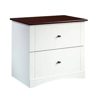 SAUDER File Cabinet W/ 2-Drawer Accent Decorative Cherry Laterals Soft White • $230.59