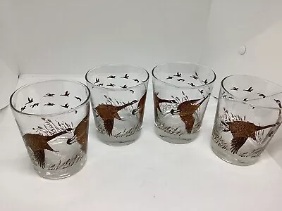 Lot Of 4 Vintage Libbey Canadian Geese Whiskey/Wisconsin Old Fashion Glasses 4”T • $22