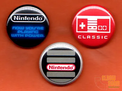 Set Of Three 1  Nintendo NES Pins Buttons Classic Console Vintage • $3.75