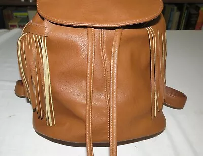 Mossimo Faux Leather Drawstring Backpack Handbag With Southwestern Style Frills • $10.99