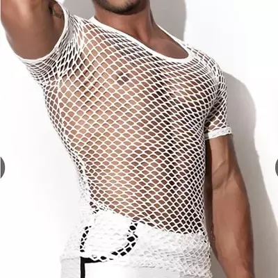 JJ Malibu Heaux Mesh T-Shirt - White - Gay Queer Clothing • £0.99
