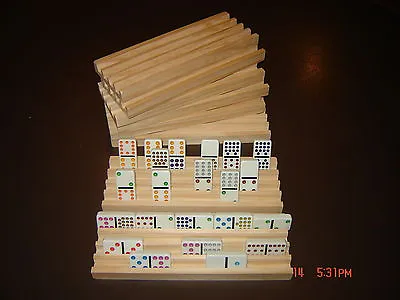 8 Handmade Wooden Domino Holders Mexican Train 4 Rows On Each Rack New • $28.95