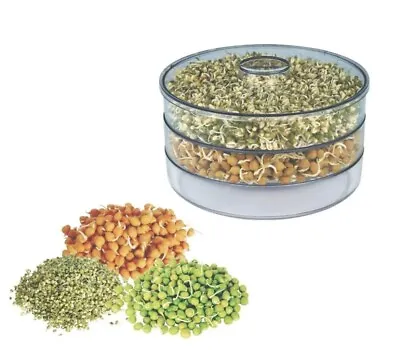 £7.99 • Buy Three Trays SEED SPROUTER BEANS SEEDS GERMINATOR Organic Healthy Kitchen Sprouts