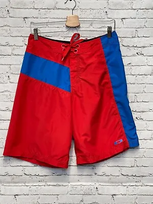 $18.99 • Buy Men's Size 30(Actual 30x10) Oakley Swim Trunks  Swimwear Red Blue Design