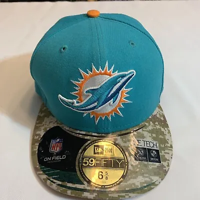 Miami Dolphins New Era Fitted Hat Size 6 5/8 Salute To Service 59Fifty NFL New • $18