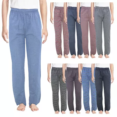 Mens Pyjama Bottoms Cotton Woven Check Stripe Loungewear PJs Pant Soft Sleepwear • £6.99